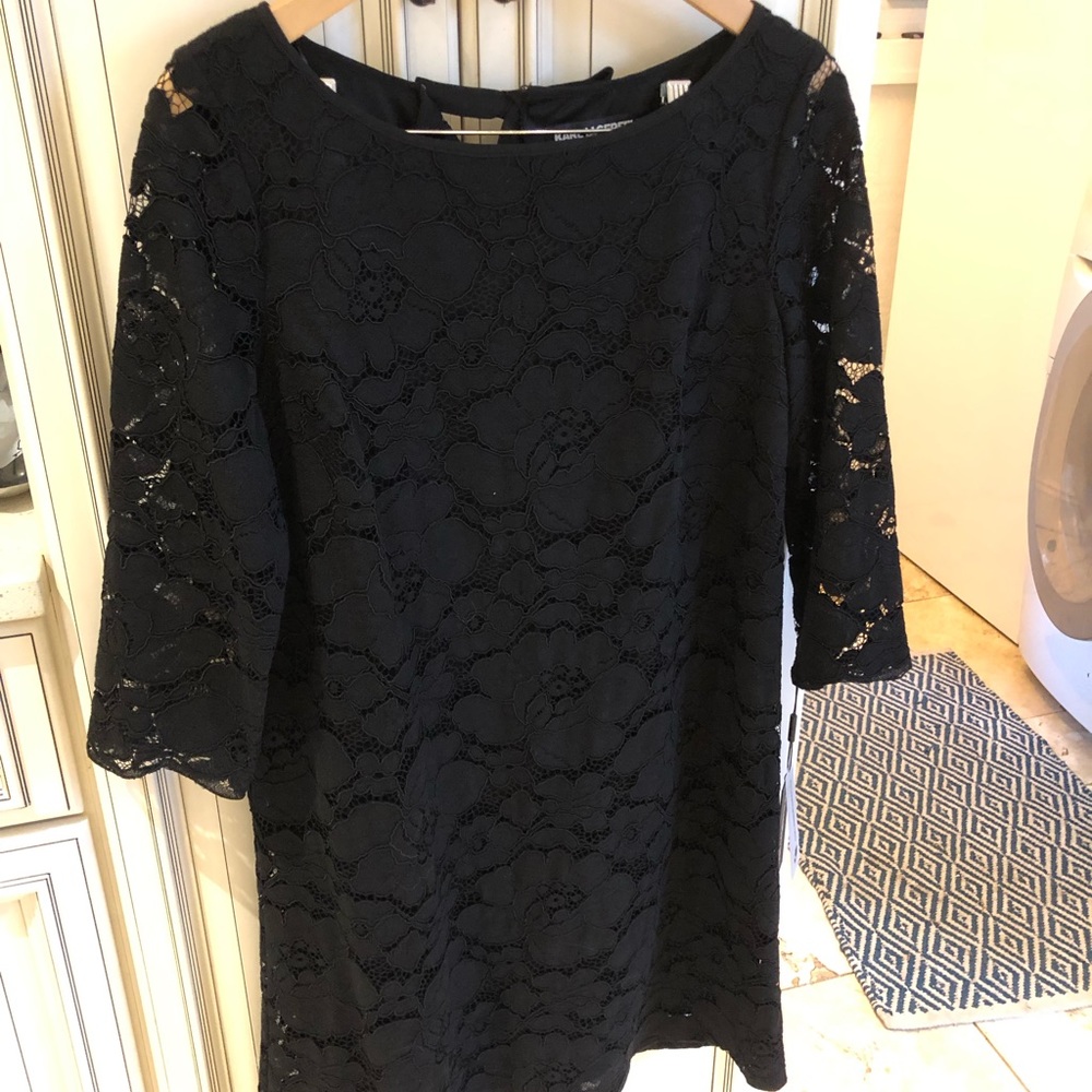 Karl Lagerfeld black lace dress NWT